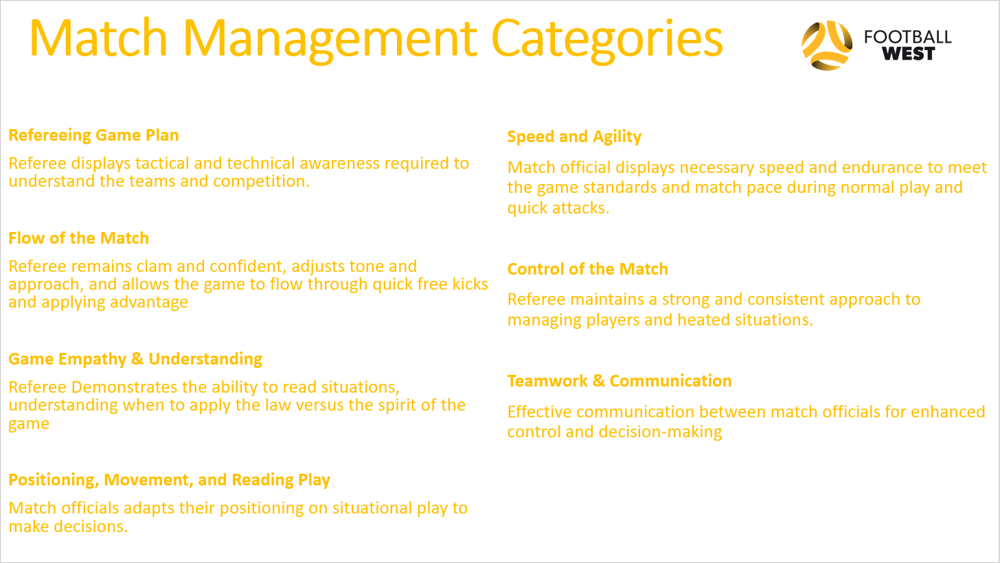 Match Management Categories